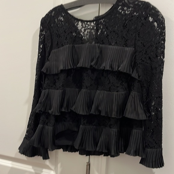 NWOT J Crew black lace and ruffle top - Picture 2 of 3